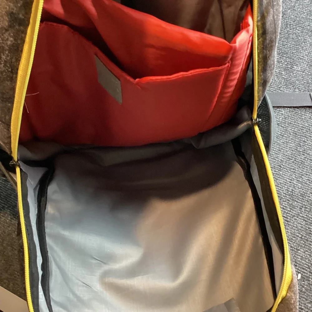 OGIO Backpack Grey Black Striped Yellow Accents School Travel Bag